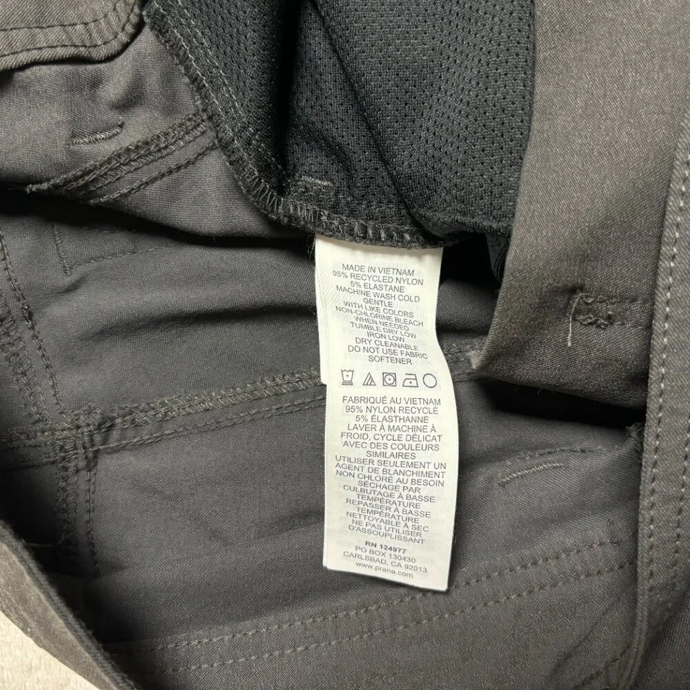 Prana‎ Womens Brion II 5-Pocket Pants Grey Lightweight Straight Fit Nylon 33x27